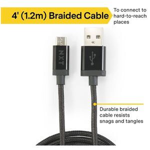 NXT Technologies 4FT USB to Micro USB Braided Charging Cord-NIB
